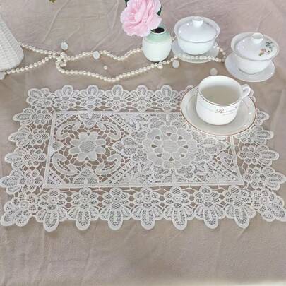 Luxury European Style Lace Round Coaster, Heat Insulation Fabric Table Placemat, Suitable For Bowls, Plates, Flower Vases, Lamps, Harvest Festival, And Christmas Decoration