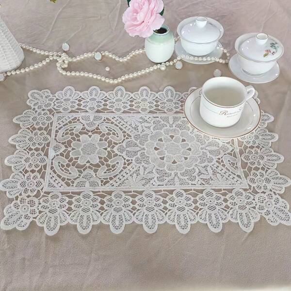 Posavasos redondo de encaje estilo europeo de lujo, mantel individual de tela aislante térmico, apto para tazones, platos, jarrones de flores, lámparas, decoración de cosecha, Halloween y Navidad