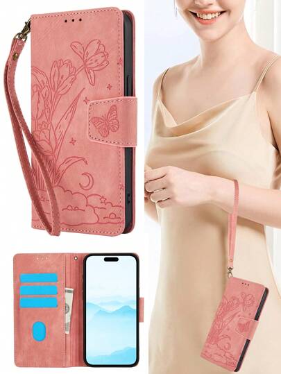 AWQUER Butterfly Flower PU Leather Wallet Phone Case Compatible With Iphone 15 14 13 12 Mini 11 Pro X XS Max XR 8 7 Plus SE 5G 2022 2020,Wrist Strap Phone Bag Case Compatible With Galaxy S24 S23 S22 S21 S20 FE S10 S9 S8 Note 20 Ultra 10 Plus A55 A35 A25 A15 A05 A54 A34 A24 A14 A73 A53 A33 A13 A72 A52 A42 A32 A12 A71 A51 A70 A50 A40 A30 S A20 A20E A10,Handbag Card Slot Case For Pixel 8 7 Pro 8A 7A Stand Cover