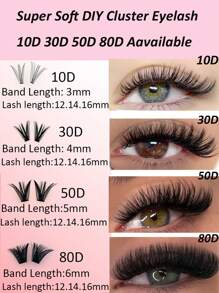 10D 30D 50D 80D 200 Miếng DIY Cụm Lông Mi Phân Đoạn Lông Mi Cho Gia Đình Lông Mi Giả, Nối Dài Tại Nhà, Phù Hợp Cho Cá Nhân Tự Làm Hàng Mi - Hồng - Xem 4