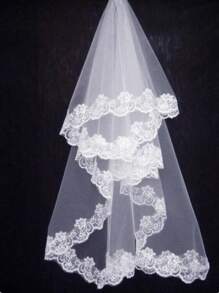1pc Exquisite Flower Embroidered Bridal Veil Long Veil For Wedding Accessories