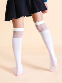 Cute Cat Print Mid-Calf Knee High Socks For Girls