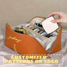 1 pieza Bolsa personalizada de maquillaje en forma de almohada, Bolsa de maquillaje en forma de nube de PU, Estuche de maquillaje portátil de gran capacidad, Bolsa de artículos de tocador de viaje, Bolsa de almacenamiento de cosméticos