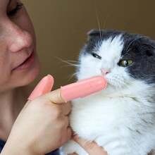 Cepillo de dientes para perro, kit de cepillo de dientes de dedo, cerdas de 135º para una fácil limpieza de los dientes, cepillo de dientes doble de dedo para el cuidado dental de cachorros, gatos y mascotas pequeñas