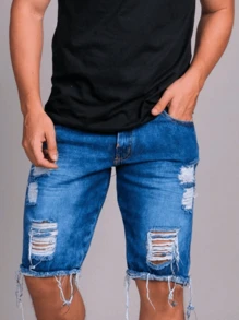 Men Shorts - Azul lavado oscuro - Ver 2