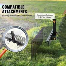 Tow Behind Landscape Rake, 60" Tow Dethatcher With 21 Steel Coil Tines, Lawn Dethatcher Rake Attaches To 48" Or 60" Toolbars And 3-Point Suspension Systems, For Leaves, Pine Needles, And Grass - 黑色 - 查看 4