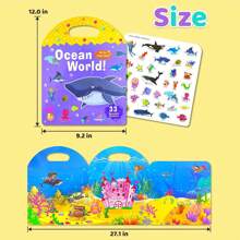 Reusable Children Sticker Book, Kids Ocean Animal & Vehicle Exploration Stickers, Portable Toddler Gel Sticker Activity Book, Ocean Wildlife & Vehicle Learning Sticker Set - Multicolor - View 5