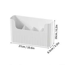 1pc Multipurpose Wall-Mounted Transparent Plastic Storage Rack, No-Drill Hanging Storage Box, Suitable For Kitchen Cabinets & Refrigerator Side - Clear - View 15