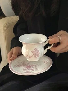 1套北歐風陶瓷杯具套裝，創意美式拿鐵咖啡杯+托碟套裝，適用於家庭廚房，高檔下午茶套餐，日常使用及節日禮品、生日祝福和宴會用品。男女朋友皆宜的完美禮物。 - 彩色 - 查看 7