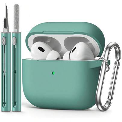 Solid Color Material Silicone 1pc Solid Color Silicone Protective Case With Carabiner Strap & Cleaning Brush Spring Gift