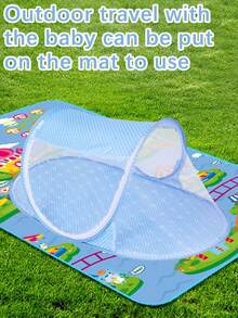 1 pieza Mosquitero plegable para niños - Con forma de barco de dibujos animados, fácil de instalar, diseño con cremallera para cunas de bebé y viajes - Verde - Ver 4