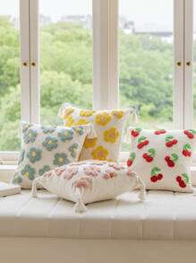 1入鄉村風格裝飾枕套（不含枕頭），絨面貼布工藝，水果和花圈圖案，適用於客廳沙發和臥室，四季皆宜 - 彩色 - 查看 2