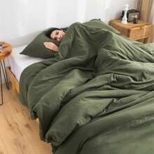 Super Soft Lightweight Comforter Bedding Sets ( 1 Comforter & 2 Pillowshams ) , Quilt Bed Blanket Boho Style Gifts, Luxury Fluffy Comfy Cozy Washed PolyCotton Skin-Friendly Bedding Conforter Set For All Season Use,Twin / TWIN XL FULL QUEEN KING CAL KING Size - Olive Green - View 4