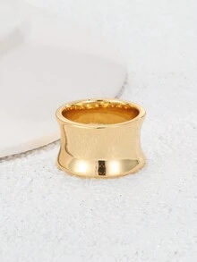 Charm-In 女士14K鍍金粗圈戒指-可堆疊的情趣戒指，適合女友、母親、妻子 - 金黃色 - 查看 3