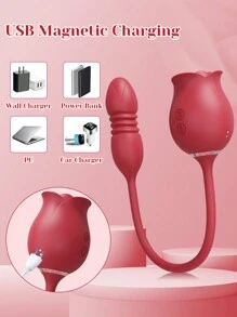 Juguete sexual con forma de rosa para estimulación clitoriana con vibración y succión, estimulador clitoriano y G-spot con 10 modos de vibración, juguete sexual para adultos