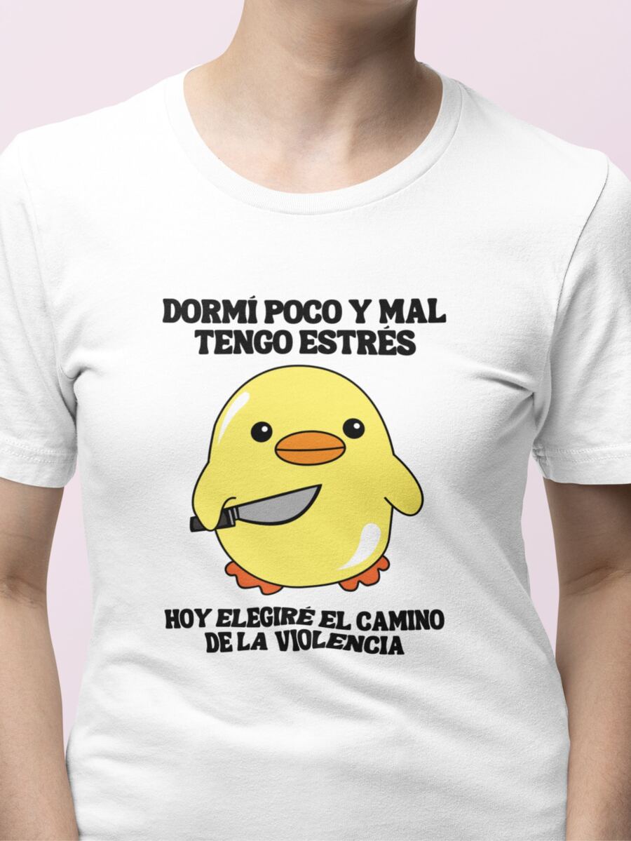 Playera de algodón con estampado de pollito - Blanco - Ver 1