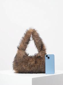 Y2K Plush Shoulder Bag, Dopamine Crescent Bag, Color Block Armpit Bag, Fashionable And Versatile Handbag, Cute Women's Wallet (Random Pattern), New Autumn And Winter Women Bag, Best Fall Purse, Perfectly Matching With Fall Outfits Women Fall Clothes For Women, Kawaii - Multicolor - View 3