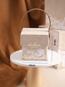 1pc/3pcs/6pcs Wedding Candy Box, Ins Style Handheld Gift Box, Wholesale Candy Packaging, Empty Fold-Free Boxes - Square - View 3