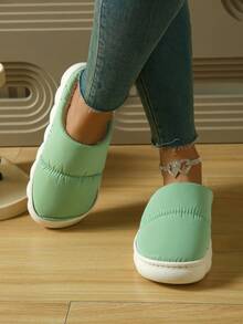 Women's Winter Slippers, Thick-Soled, Non-Slip, Warm Plush Home Slippers For Couples - Green - View 4