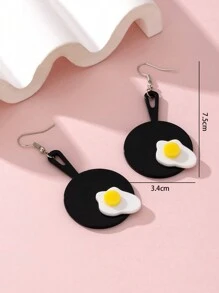 1對新奇有趣的煎蛋鍋設計女款耳針