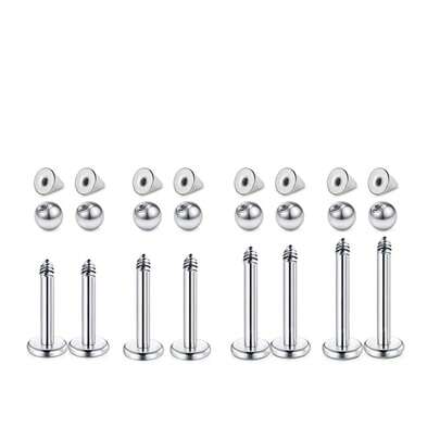 24Pcs 16G Labret Monroe Lip Barbell Ring Replacement Balls Spikes Piercing Ear Tragus Cartilage Studs For Women Men