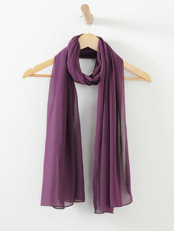 1pc Plain Chiffon Scarf/Headscarf, Suitable For Everyday Wear