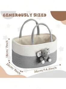 1 Stück Elefant Windel Caddy Organizer Cart Aufbewahrung für Kinderzimmer mit Griff, Baby Shower Korb Geschenk Baby Bad Caddy für Windeln und Feuchttücher, Elefant Korb für Baby Nursery