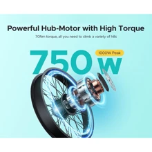 ENGWE E26 Step-Thru Electric Bike, 26'' X 4.0 Fat Tire, 48V 16AH Battery, 7 Speed, 750W Brushless Motor, 87Miles Range, 30MPH Mountain Bike For Women/Men Urban And Trail Environments - 藍色 - 查看 6