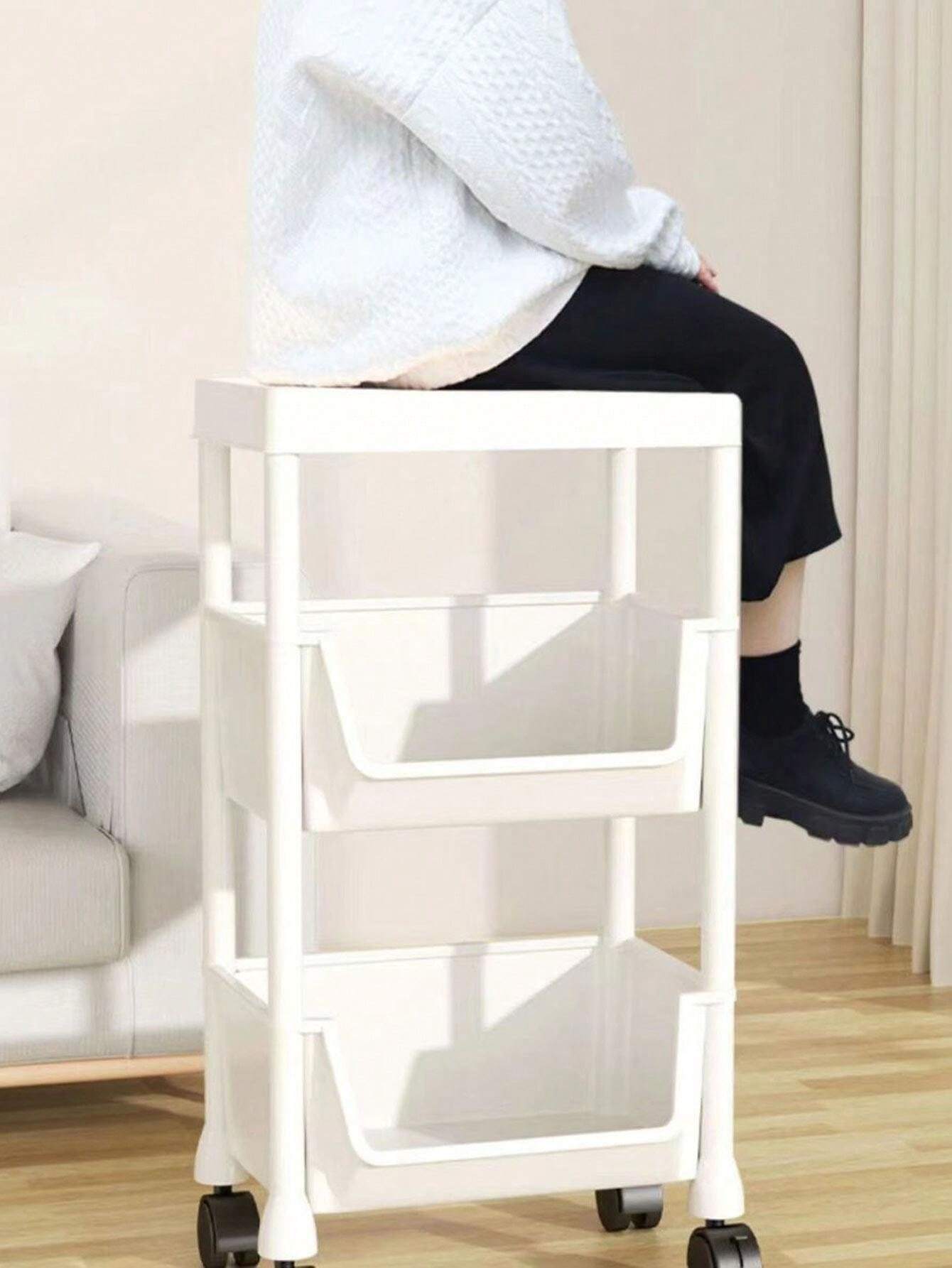 1 Piece, Three-Tier Floor-Standing Storage Rack, Movable Under-Table ...