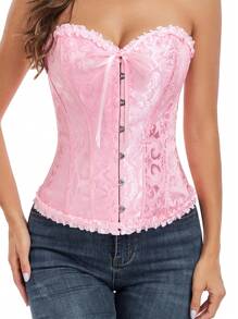 Bustieră strânsă, cu șireturi, pentru modelarea corpului, corset jacquard