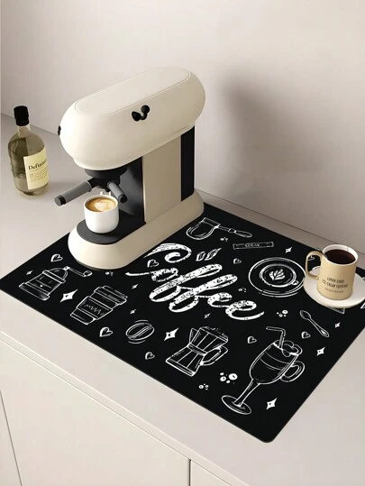 1 pieza, Almohadilla de drenaje de lodo de diatomeas para cafetera, almohadilla de drenaje de goma suave, antideslizante y súper absorbente, resistente al desgaste, para secar platos, salvamanteles para encimera, mesa de comedor, alfombrilla para mascotas, decoración de mesa de patio, artículos de cocina del hogar, artículos escolares de vuelta a clases