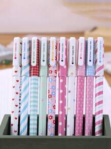 10入組/5入組隨機迷你彩色小花圖案，中性筆，學生文具，10色荧光笔，水性彩笔 - 彩色 - 查看 4