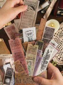 Conjunto de 40 piezas de Pegatinas Washi con poemas antiguos y flores para scrapbooking y decoración de diarios papelería manualidades libro de sticker estikers - Extractos de poemas largos. - Ver 2