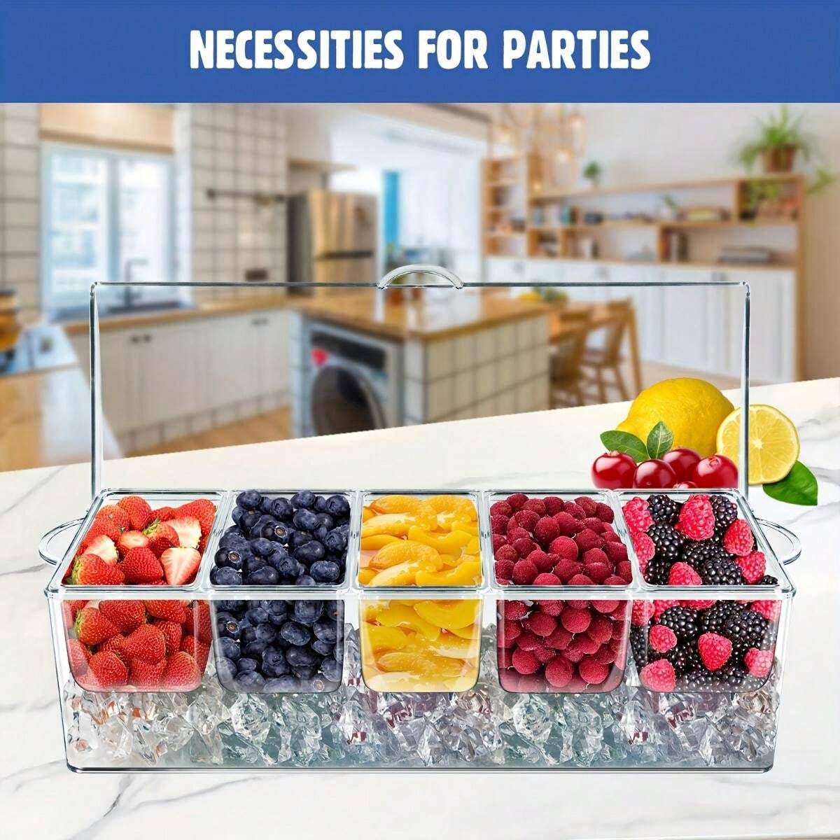 Plateau de service à condiments réfrigérés à 5 compartiments Gardez