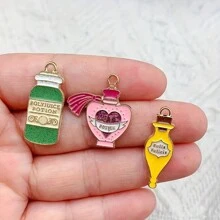 5/10 chiếc trang sức hợp kim tráng men hình lọ thuốc bất đối xứng màu vàng và xanh lá cây hoạt hình dễ thương, có thể dùng làm vòng cổ tự làm, móc chìa khóa và các phụ kiện khác - mặt dây chuyền - Xem 8
