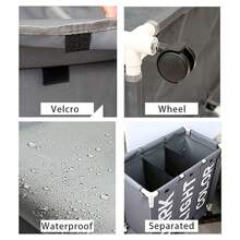 LIVINGANDHOME Living And Home 1 Piece 3 Compartments Laundry Hamper Rolling Cart With Lids And Wheels,Laundry Baskets,Laundry Sorter,Laundry Basket Organizer,Dirty Clothes Storage Basket,Oxford Cloth Dirty Laundry Organiser Bag For Bedroom,Bathing Room,Laundry Room,Living Room