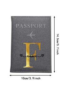 1pc Customized Name PU Passport Cover Passport Sleeve Holder Protector Bank Business Card Case Organizer Protective Slim Leather Portable Documents Storage Ultra Slim ID Card Wallet Coin Purse RFID Blocking Waterproof Women Man Travel Accessories DIY Personalized Any Name Letter Airplane Alphabet Initial Print Pattern For Office Business Air Ticket Clip Fold With Customiz Name