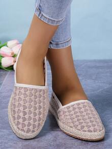 女士夏季透气网眼鞋，新款一脚蹬驾车乐福鞋，时尚百搭网眼鞋 - 粉色 - 查看 2