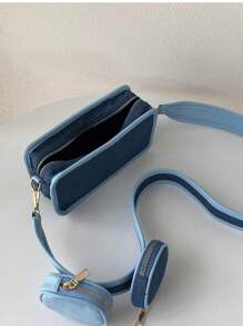 Conjunto de bolsos de hombro pequeños desmontables de moda, diseño único, ligero, gran capacidad, personalizado con imágenes y letras, regalo ideal para mujeres, adecuado para compras y uso casual, bolso cuadrado de efecto vaquero de estilo callejero personalizado.
