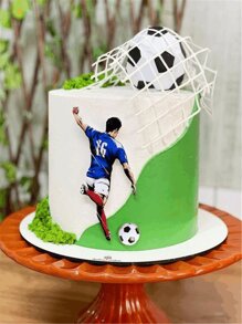 1 pieza Copa de pastel de fútbol con diseño de balón de fútbol, decoración de torta de fútbol para tema de fiesta de fútbol, decoración de pastel para cumpleaños de hombres, topper para cupcakes - Blanco y Negro - Ver 6