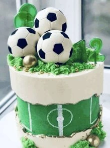 1 pieza Copa de pastel de fútbol con diseño de balón de fútbol, decoración de torta de fútbol para tema de fiesta de fútbol, decoración de pastel para cumpleaños de hombres, topper para cupcakes - Blanco y Negro - Ver 7