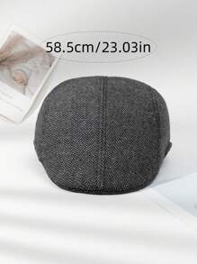 1pc Men's Woolen Forward Cap Warm Hat Suitable For Daily Wear - Dark Grey - View 4