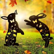 CIFbuy 1pc Garden Decor Animal Outdoor Metal Cute Animal Gardening Ornaments Yard Metal Art Backyard Lawn Decoration Zoo Garden, Suitable For Garden, Garden, Garden Decoration, Holiday Necessities, Birthday Decoration, Century-Old Paint Craftsmanship, High-Quality Materials, Easy To Install, Christmas Decoration