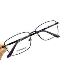 Armacao de grau oculos masculino YY5530 metal quadrado retangular aro completo - Castanho - Visão 1