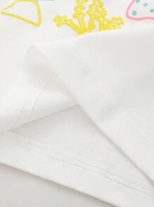 1 件年轻女孩休闲卡通海洋动物鱼印花圆领短袖 T 恤上衣，时尚，适合春夏季 - 白色 - 查看 6