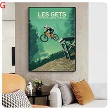 1PC Sport Mountain Bike Riding Canvas Painting MTB Wall Art Picture Abstract Retro Travel Landscape Mountain Biker Poster Home Decor Unframed - Blue - View 15