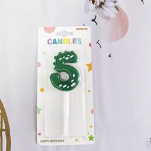 1支绿色数码蜡烛，生日蜡烛，恐龙数码图案，0-9岁儿童派对蜡烛，返校季，情人节 - 綠色 - 查看 13