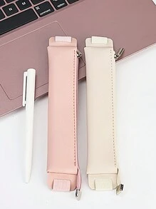 1 件 PU 皮革铅笔袋笔记本松紧带橡皮筋扣笔夹便携式轻便笔筒盒学校用品商务笔记本铅笔盒 PU 皮革记事本圆珠笔盒收纳笔盒，送给朋友的礼物，适合男女回到学校，回到学校，学校用品，铅笔袋，书包 - 彩色 - 查看 3