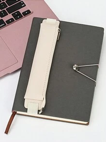 1 件 PU 皮革铅笔袋笔记本松紧带橡皮筋扣笔夹便携式轻便笔筒盒学校用品商务笔记本铅笔盒 PU 皮革记事本圆珠笔盒收纳笔盒，送给朋友的礼物，适合男女回到学校，回到学校，学校用品，铅笔袋，书包 - 彩色 - 查看 4