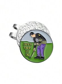 1/10Pcs Golf Hat Clip, Creative Comic Style Golf Player Series Detachable Golf Green Fork, Circular Coin Metal Steel Ball Position Mark Directional Putter Ball Mark Grass Tool Golf Hat Emblem Gift, Scriber, Golf Accessories Supplies, Gift For Boyfriend